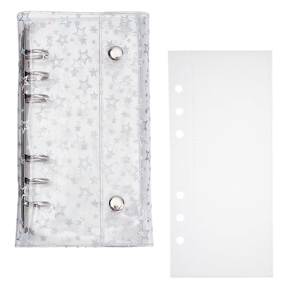 A6 Size Binder Pockets with Waterproof PP Loose Leaf Book Covers Clear 190x88x0.4mm Hole: 6mm 10pcs/set 1set DIY