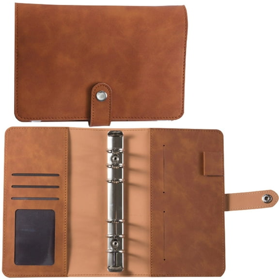 A6 Soft Leather Notebook with Change Pouch,Loose-Leaf Binder, Single Outer Shell,A6 Leather Binder, Change Storage Notebook, Soft Leather Journal, Loose-Leaf Note Organizer(C)