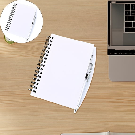 A6 Spiral Notebook with Pen PP Frosted Cover Lined Pages for Office Planning Journaling and Daily Writing Use,notebook,White A6,1 notebook + 1 pen
