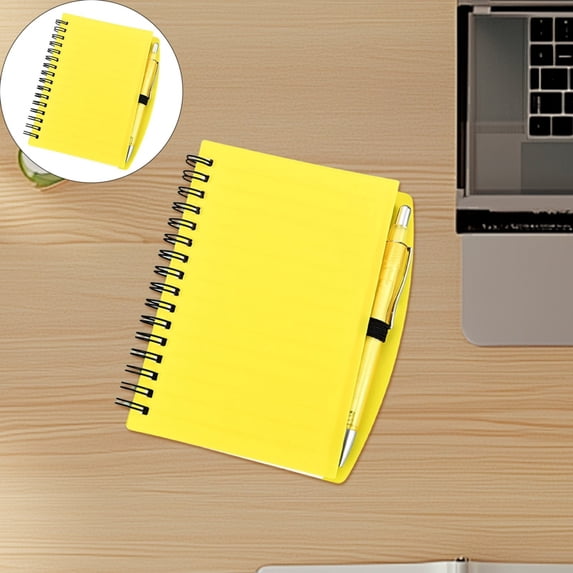 A6 Spiral Notebook with Pen PP Frosted Cover Lined Pages for Office Planning Journaling and Daily Writing Use,notebook,Yellow A6,1 notebook + 1 pen