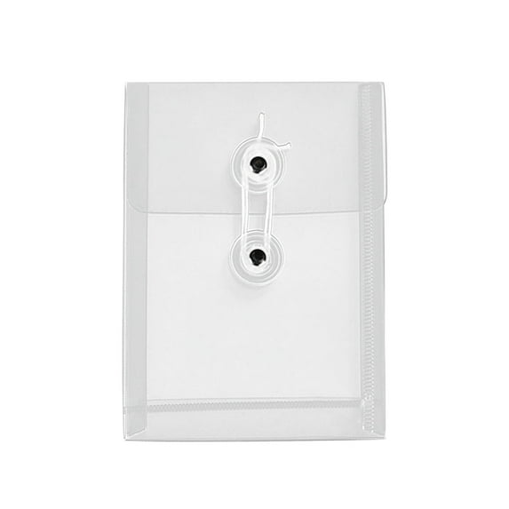 A6 Transparent Plastic File Bag | Document Organizer | Button String Tie Closure | Clear Envelope | Wires Wound Three-Dimensional Design | Fits Receipts Notes Bills | 15.8x11.5cm | 1 Pack