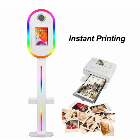 iPad DSLR Photo Booth - Compatible with Any ipad Instant Printing APP Remote Control RGB Lights Selfie Photo Booth Stand with Flight Case for Parties Events