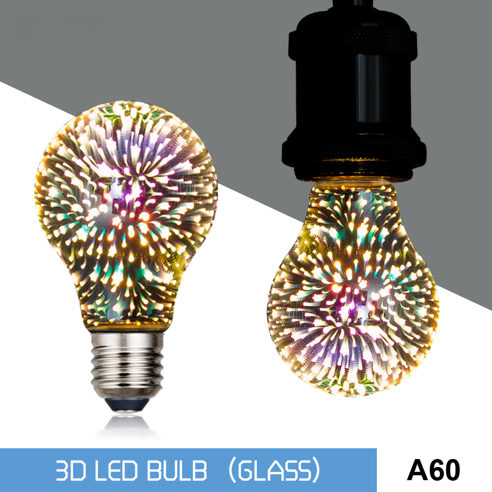 A60 3D fireworks bulb Christmas atmosphere decoration colorful bulb ...