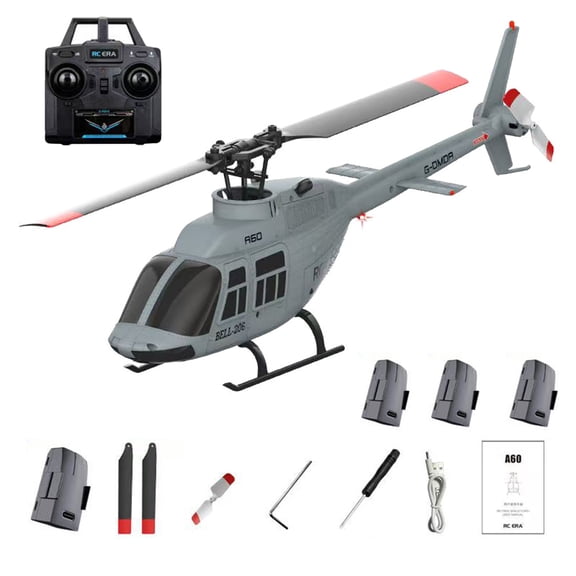 A60 Bell 1/42 Scale RC Helicopter with One-Key Takeoff/Landing, 2.4G 6CH 6G Gyro System RC Helicopter with Altitude Hold & Optical Flow for Beginners & Aviation Enthusiasts - RTF