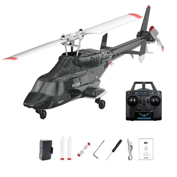 A61 1:52 Scale Small Flying Wolf RC Helicopter for Adults, Single Rotor Flybarless with Optical Flow Positioning & Fixed Height, 4CH Remote Control Helicopter RTF Black & White