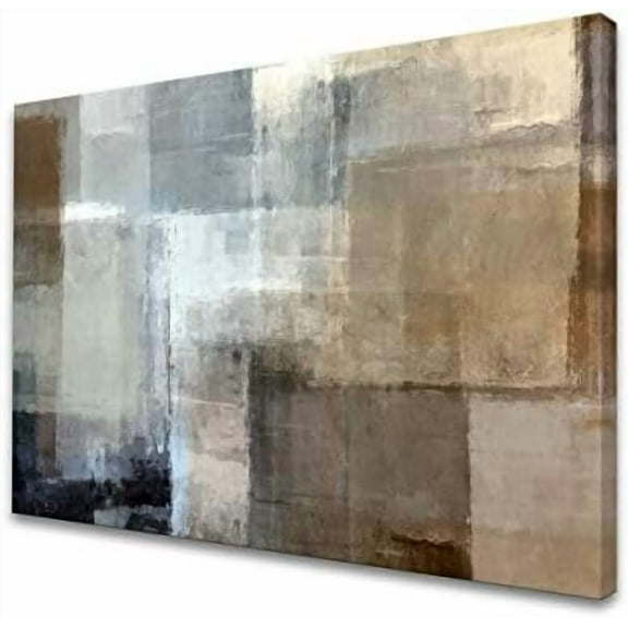A61269 Canvas Prints Abstract Wall Art Print Paintings Grey and Brown Stretched Canvas Wooden Framed for Living Room Bedroom and Office Home Decor Artwork XLarge 24x36inch