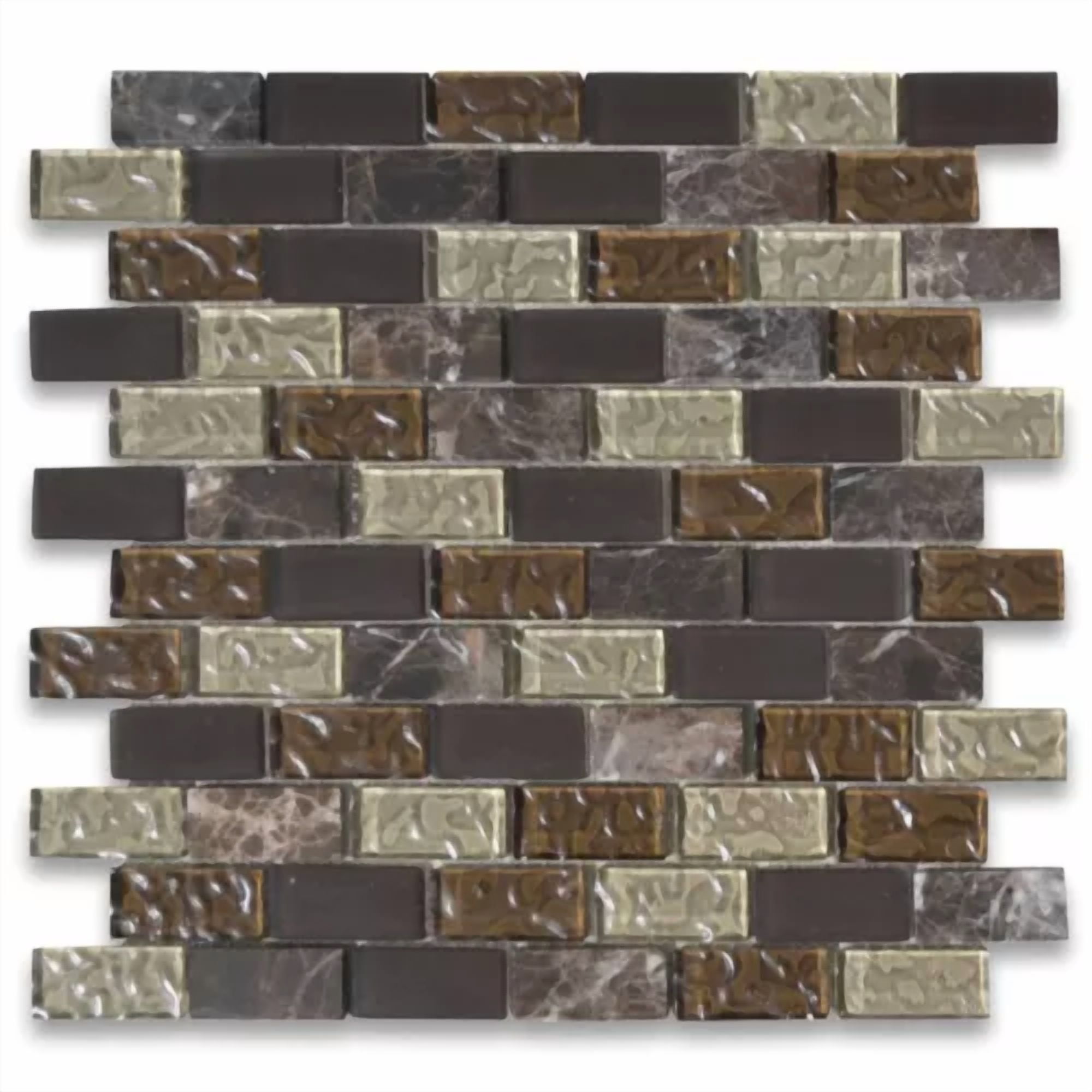 A63005 Glass Mosaic Tile Gray Brown Glass Emperador Dark Marble Backsplashes