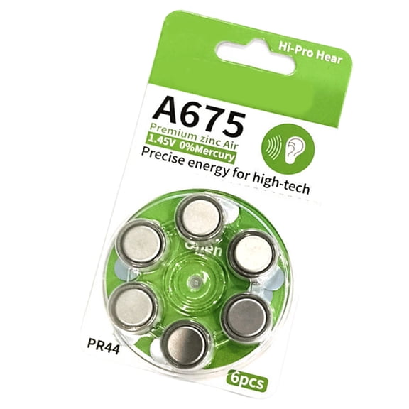 A675/PR44 Button Batteries 6Pack For Hearing Aids And Environmental Safety