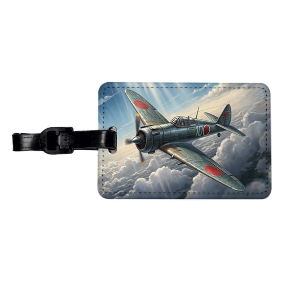 A6M Zero WWII Japanese Navy Fighter Plane Faux Leather Travel Luggage Tag