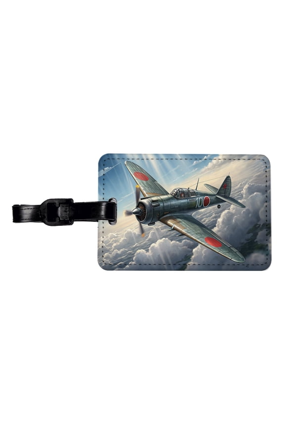 A6M Zero WWII Japanese Navy Fighter Plane Faux Leather Travel Luggage Tag