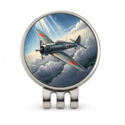 A6M Zero WWII Japanese Navy Fighter Plane Golf Hat Clip with Removable Magnetic Ball Marker