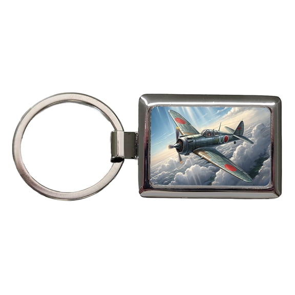 A6M Zero WWII Japanese Navy Fighter Plane Metal Rectangle Keychain