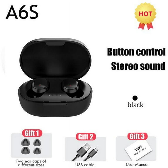 A6S Bluetooth Earphones E6S Fone Bluetooth Wireless Earbuds with Microphone Sports Wireless Stereo Headsets 350mAh Charging Box