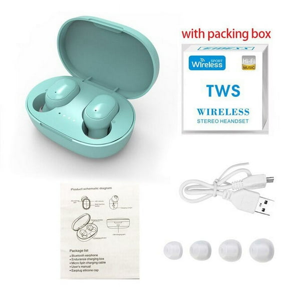 A6S TWS wireless bluetooth headset, sports stereo device with microphone and smart phone charging box.