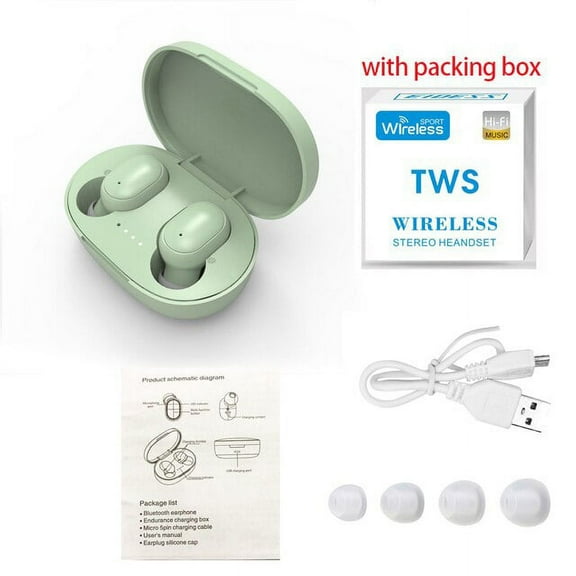 A6S TWS wireless bluetooth headset, sports stereo device with microphone and smart phone charging box.