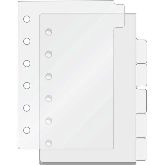 A7 Binder Dividers Planner Inserts 6 Tabs Clear Index Divider 6 Sheets Refillable Page Protectors for 6 Ring Binder Notebook (A7)