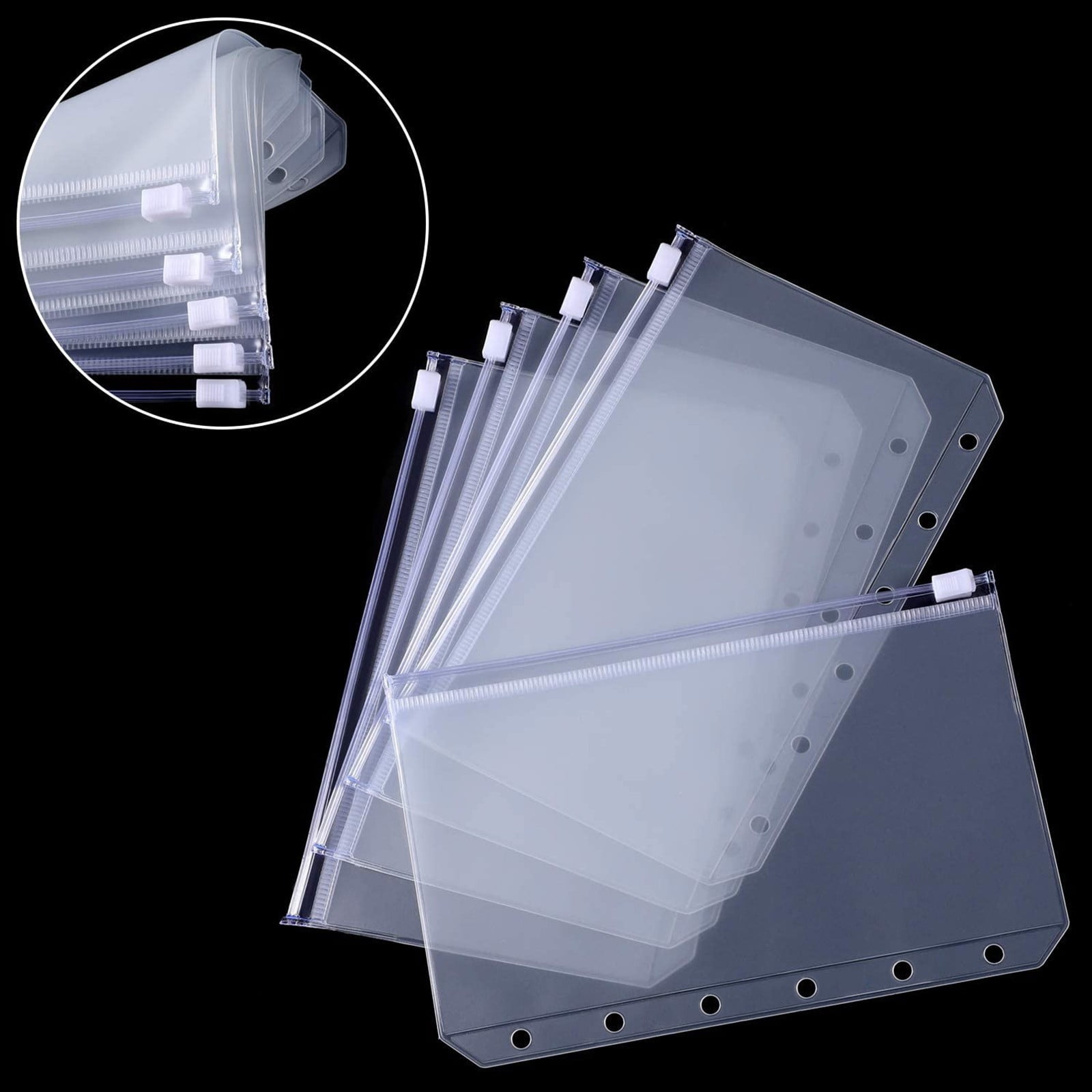 Waterproof Loose Leaf Bags 12 Pack A6 Clear Zipper Binder Pockets - 6-Hole,  PVC Waterproof Document Sleeves For Organizing 6-hole PVC Folders
