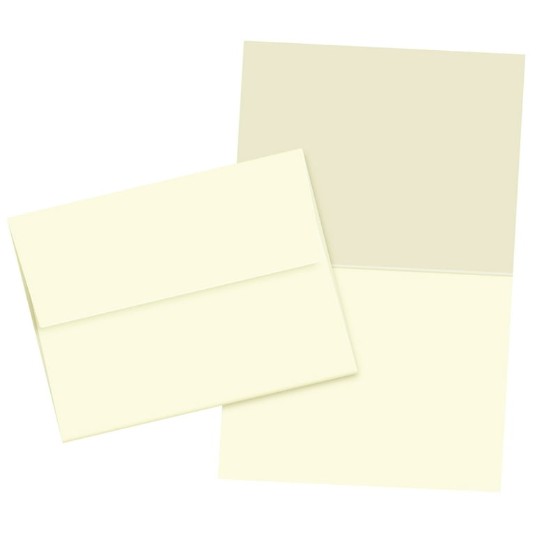 A7 Blank Cream Folding Greeting Cards | 5 x 7 inches (When Folded) |  Durable and Thick 80lb (216gsm) Card Stock | 50 Cards and Envelopes per Pack