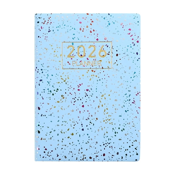 A7 English Schedule Notebook Mini Faux Leather Planner Colorful Starlight Cover 10.6x7.8x0.9 Cm