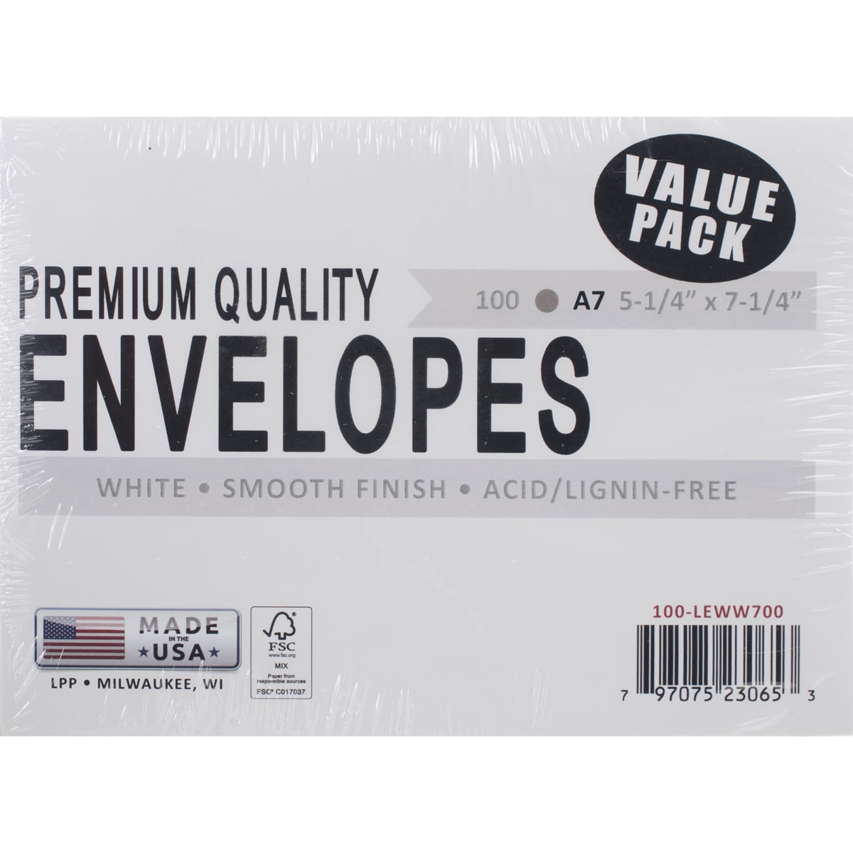 American Crafts A7 Cards & Envelopes (5.25X7.25) 12/Pkg - White