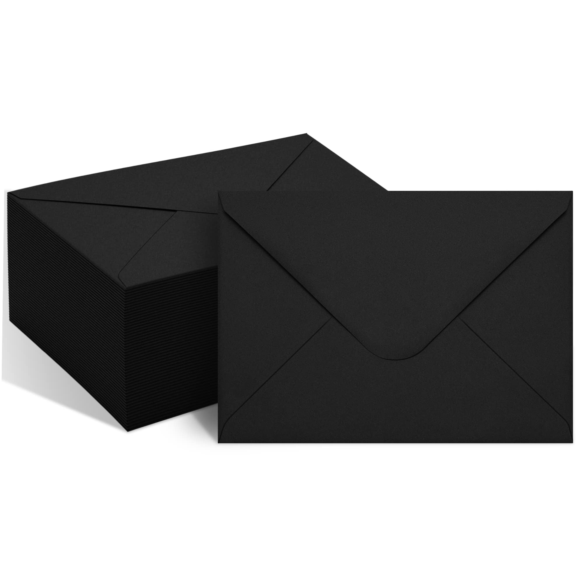 A7 Envelopes for Invitations, 50 Pack Black 5x7 Envelopes with V Flap ...