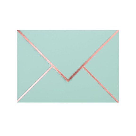 A7 Envelopes - V Flap Foil Border Luxury Mailing A7 Envelopes for 5" x 7" Cards - for Wedding, Invitations, Baby Shower, Graduation, Birthday, Bridal Shower - 5.25" x 7.25" (Seafoam Blue, 50 Pack)