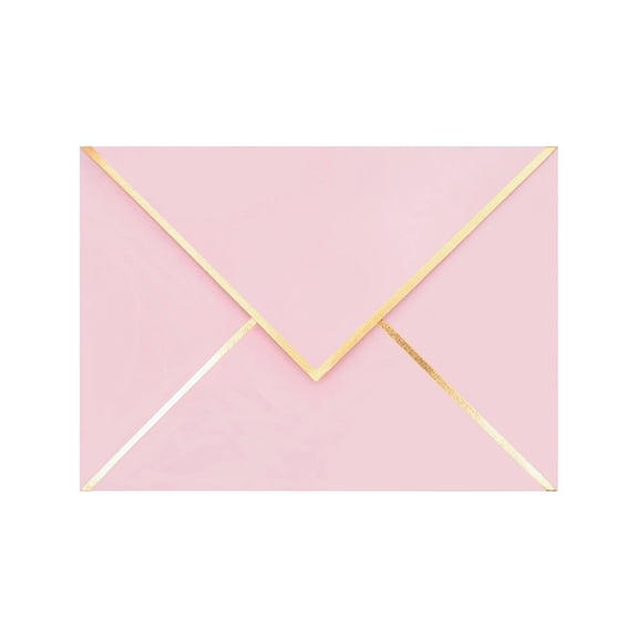A7 Envelopes - V Flap Foil Border Luxury Mailing Envelopes for 5" x 7" Cards - for Wedding, Invitations, Baby Shower, Photos, Graduation, Birthday, Bridal Shower - 5.25" x 7.25" (Pink, 25 Pack)