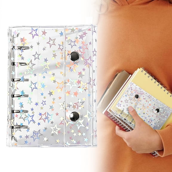 A7 Glitter Star Planner Cover – Budget Notebook Protector, Album Organizer Accessory, Loose Leaf Envelope Folder, Stylish Durable Notebook & DIY Planner Cover, Colorful