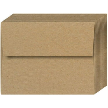 A7 Grocer Brown Kraft Invitation Envelopes – Great for Enclosing Greetings and Holiday Cards and Wedding Invitations | 70lb with Square Gummed Flap | 5 1/4" x 7 1/4" | 50 per Pack