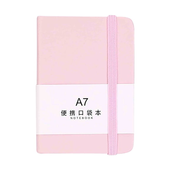 A7 Hardcover Notebook Portable Thick Paper Journal with Index Page Numbers for Office Writing Drawing(Pink)