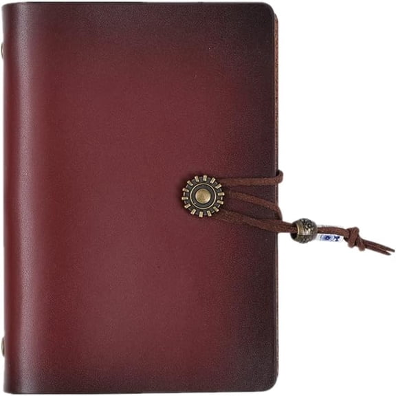 A7 Leather Journal Notebook, 80 Sheets Blank Refillable Pages, Personal A7 Planner Binder, Bound Leather Journal for Men & Women, Office & Travel