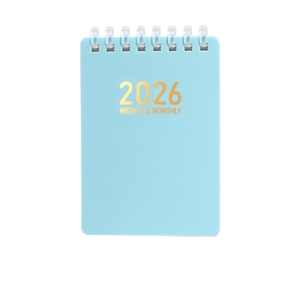 A7 Mini Notebook 2026 Daily Planner – Portable Pocket Organizer with Elastic Closure, 3.5" x 5", Blue Cover, Travel Diary for On-the-Go Scheduling