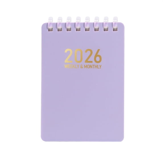 A7 Mini Notebook 2026 Daily Planner – Portable Pocket Organizer with Elastic Closure, 3.5" x 5", Purple Cover, Travel Diary for On-the-Go Scheduling