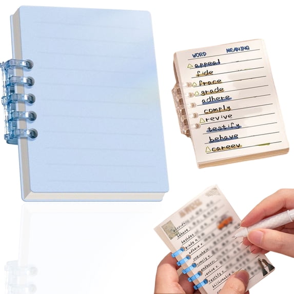 A7 Mini Pocket Notebook, Small Discbound Journal with Removable Pages, Frosted Cover Memo Pad for Schol and Work, Sky Blue, 10X7 Cm