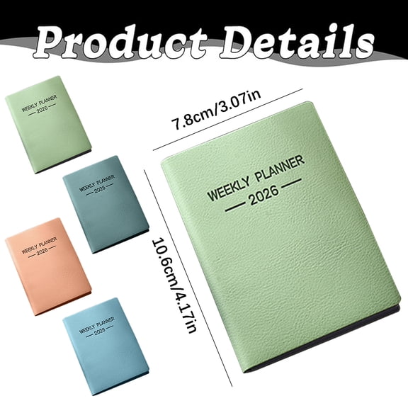 A7 Mini Spiral Planner for 2026 Daily Organization, Pocket Size Yearly Notebook for Travel and Appointment Tracking, Portable Journal for To Do Lists and Habit Tracking, Avocado Green