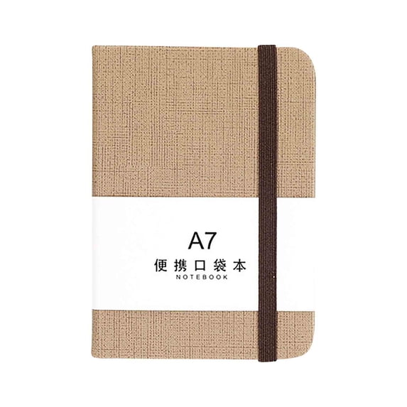 A7 Notebook, Portable Thick Paper Pocket Notebook, Hard Leather Cover Office Notepad with Table of Contents for Writing Drawing, Brown