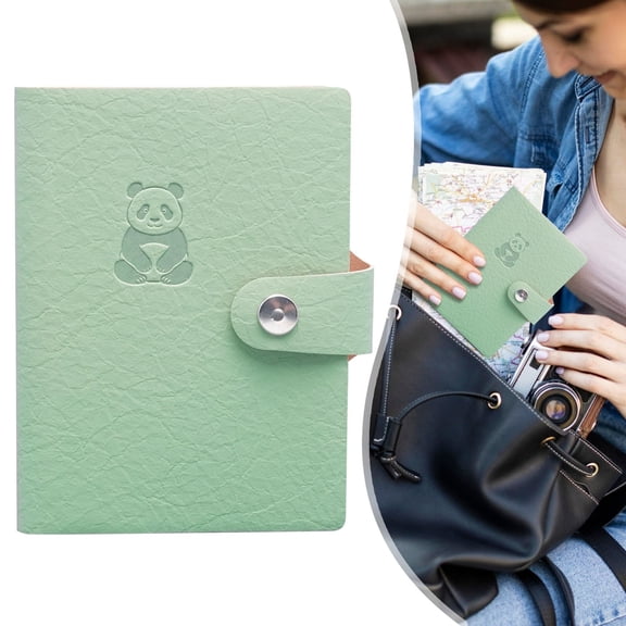 A7 PU Leather Pocket Journal with Panda Design Snap Button Matcha Green Lined Notebook Small Writing Diary for Travel 1 Notebook