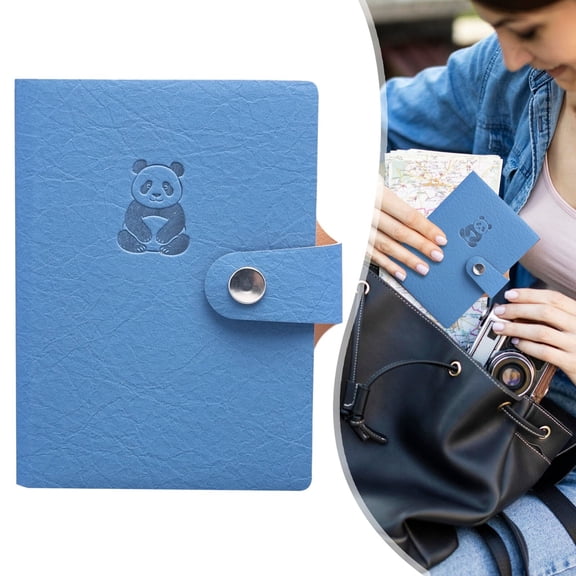 A7 PU Leather Pocket Journal with Panda Design Snap Button Sea Salt Gray Lined Notebook Small Writing Diary for Travel 1 Notebook