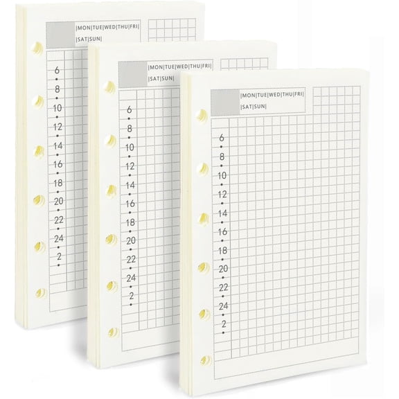 A7 Planner Refill, 3 Pack 135 Sheets/270 Pages Planner Inserts Thick Refillable Paper, 6 Ring Filler Inserts Loose Leaf Dairy Refill for 6 Hole Binder Journal Notebook(4.72'' x 3.34'')