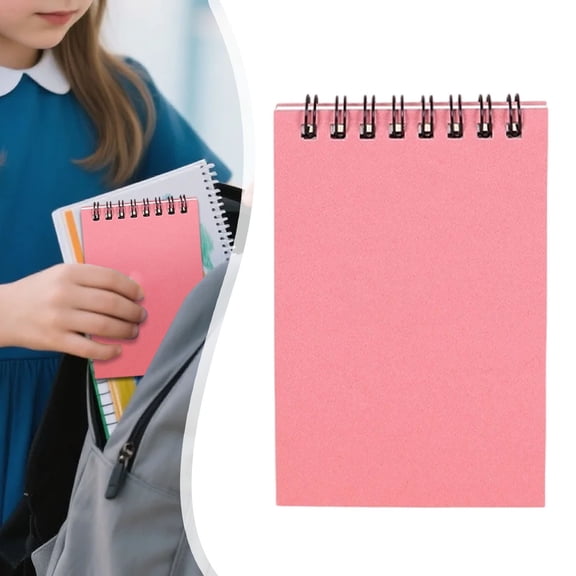 A7 Pocket Spiral Notebook - Top Wire Bound Memo Pad - 3x5 Inch Lined Pages 50 Sheets - Portable Notepad - Pink