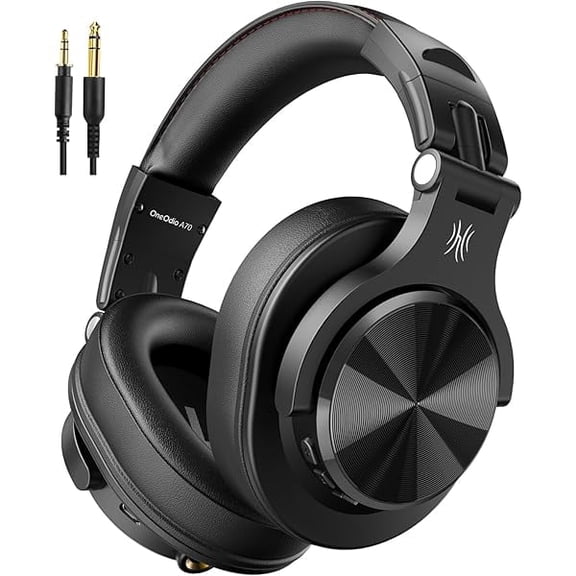 A70 Bluetooth Over Ear Headphones, Wireless Headphones with 72H Playtime, Hi-Res, 3.5mm/6.35mm Wired Audio Jack for Studio Monitor & Mixing DJ Guitar AMP, Computer Laptop PC Tablet - Black