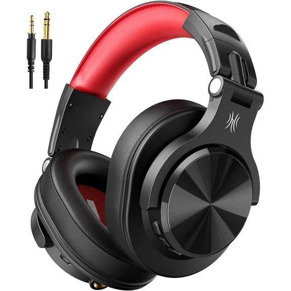 A70 Over Ear Headphones, Headphones w/ 72H Playtime, Hi-Res, 3.5mm/6.35mm Wired Audio Jack for Studio & Mixing DJ Guitar AMP, Computer Laptop PC Tablet - Red