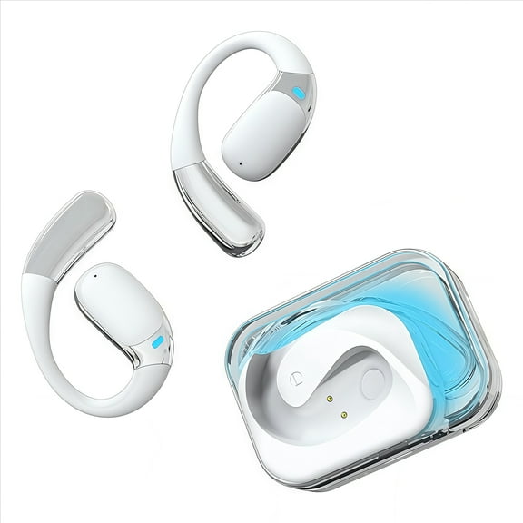 A70 OWS Wireless Earbuds Open-Ear Design with AI Translation 80Hrs Playtime IPX4 Waterproof Type-C Charging for iOS Android PC-White