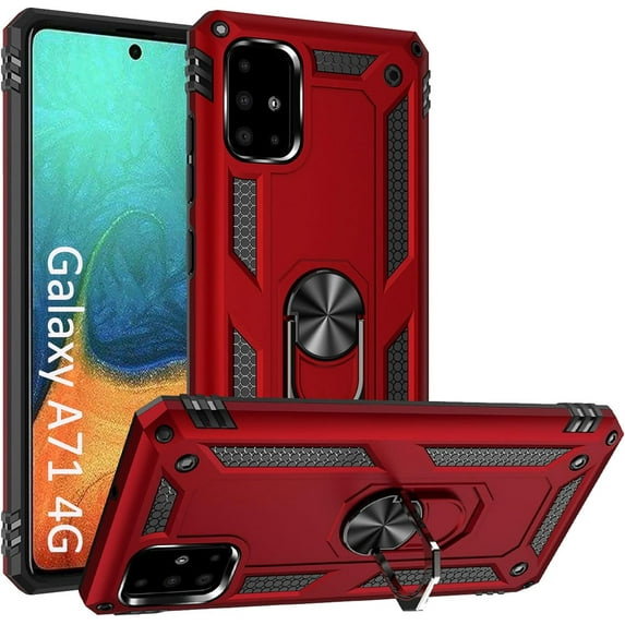 A71 4G Case, Samsung Galaxy A71 4G Case Military Grade Protective Samsung Galaxy A71 4G Cases Cover with Ring Car Mount Kickstand for Samsung Galaxy A71 4G - Red