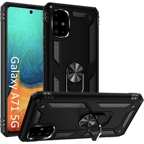A71 5G Case, Samsung Galaxy A71 5G Case Military Grade Protective Samsung A71 5G Cases Cover with Ring Car Mount Kickstand for Samsung Galaxy A71 5G - Black