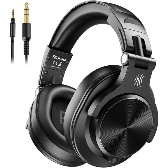 A71 Hi-Res Studio Recording Headphones - Wired Over Ear Headphones with SharePort, Mixing Foldable Headset with Stereo Sound, 3.5/6.35MM Jack for PC Computer DJ Guitar-Black