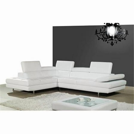 A761 Italian Leather Sectional White In Right Hand Facing