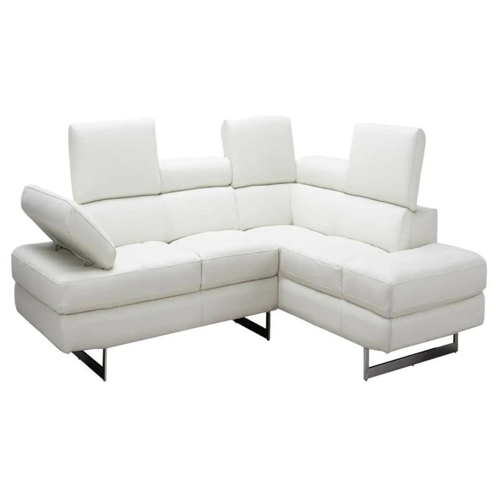 A761 Modern Leather Sectional Sofa, Off White, Left Hand Facing