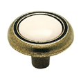 thumbnail image 1 of A76244 AB Amerock Royal Family 1. 25 inch Cabinet Knob, Antique Brass With Ceramic Almond Insert, 1 of 1