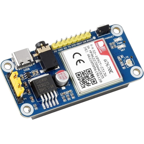 A7670E LTE Cat-1 HAT for Enabling LTE Cat-1 / 2G Communication & LBS Positioning Multi Band Support 2G GSM/GPRS Based on A7670E